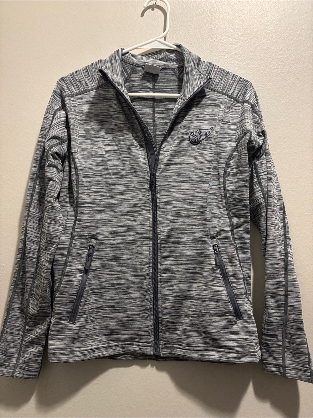 Detroit Red Wings Women's Marled Gray Full-Zip Athletic Jacket